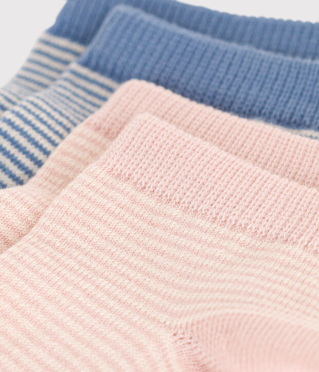 2 paires de chaussettes en coton milleraies enfant multicouleur