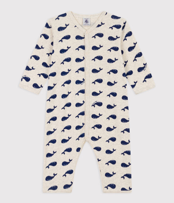 Pyjama sans pieds baleines marines en coton beige MONTELIMAR/bleu MEDIEVAL