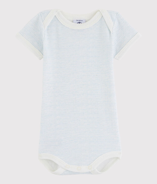 Body manches courtes b&eacute;b&eacute; fille-gar&ccedil;on blanc/bleu