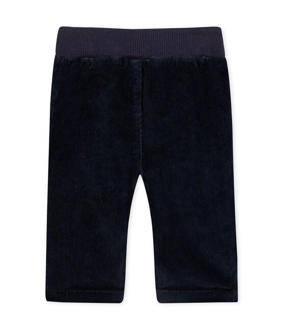 Pantalon bébé garçon en velours stretch doublé bleu SMOKING