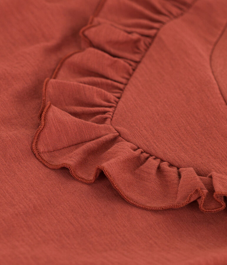 Tee-shirt en jersey flamm&eacute; enfant fille marron