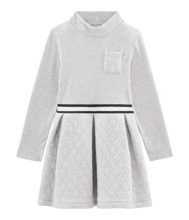 Robe col roul&eacute; enfant fille gris chin&eacute; clair
