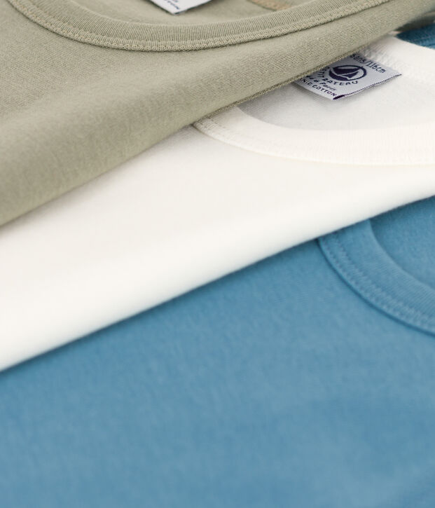 Lot de 3 d&eacute;bardeurs unis en coton petit gar&ccedil;on multicouleur