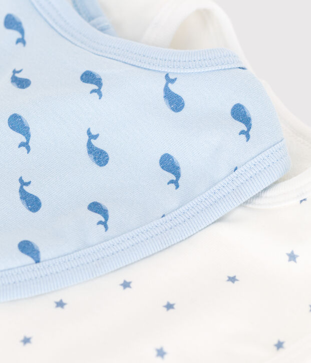 Lots de deux bavoirs b&eacute;b&eacute; en coton imprim&eacute; multicouleur