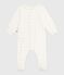 Pyjama bébé en velours à col imprimé cœurs blanc MARSHMALLOW/blanc MULTICO