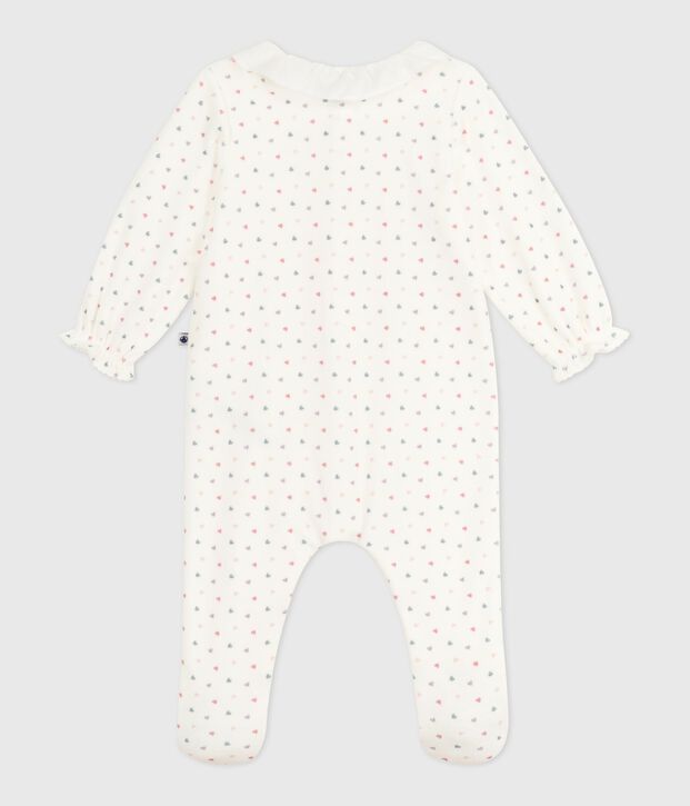 Pyjama b&eacute;b&eacute; en velours &agrave; col imprim&eacute; c&oelig;urs blanc/multicouleur