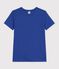 Tee-shirt femme en coton manches courtes uni bleu