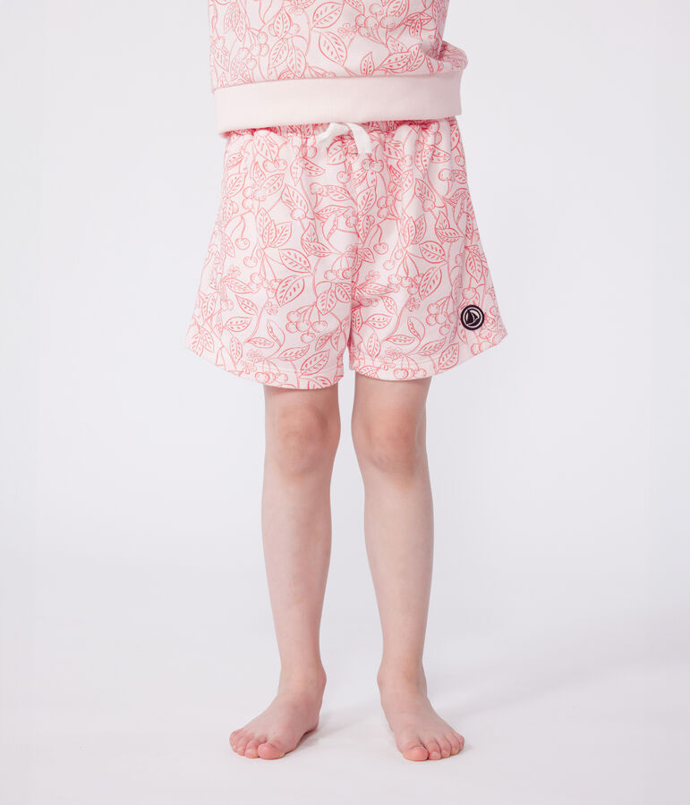 Short enfant en coton imprim&eacute; rose FLEUR/ SPI