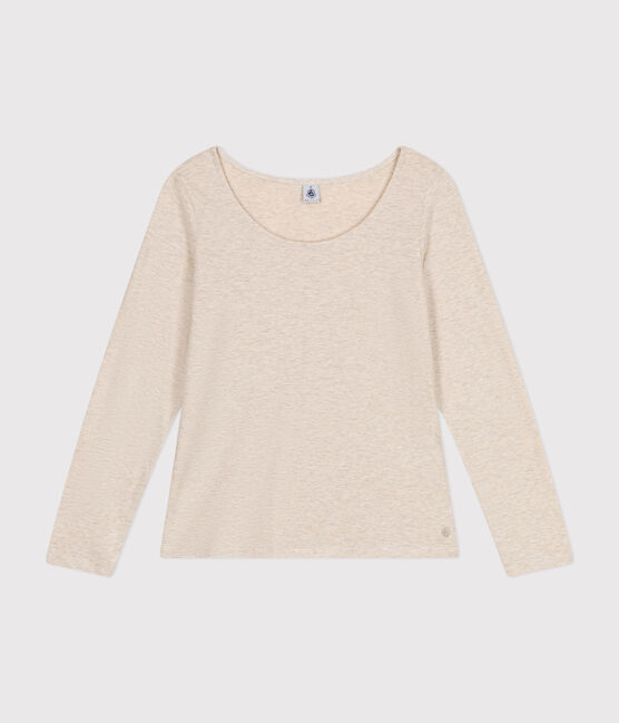 Tee-shirt Le Droit manches longues col danseuse en jersey flammé femme beige MONTELIMAR CHINE