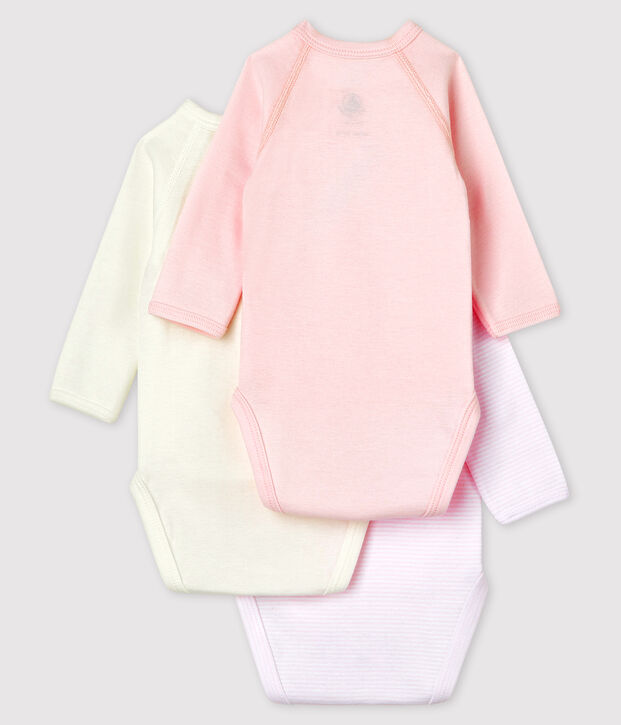 Lot de 3 bodies b&eacute;b&eacute; en coton biologique multicouleur