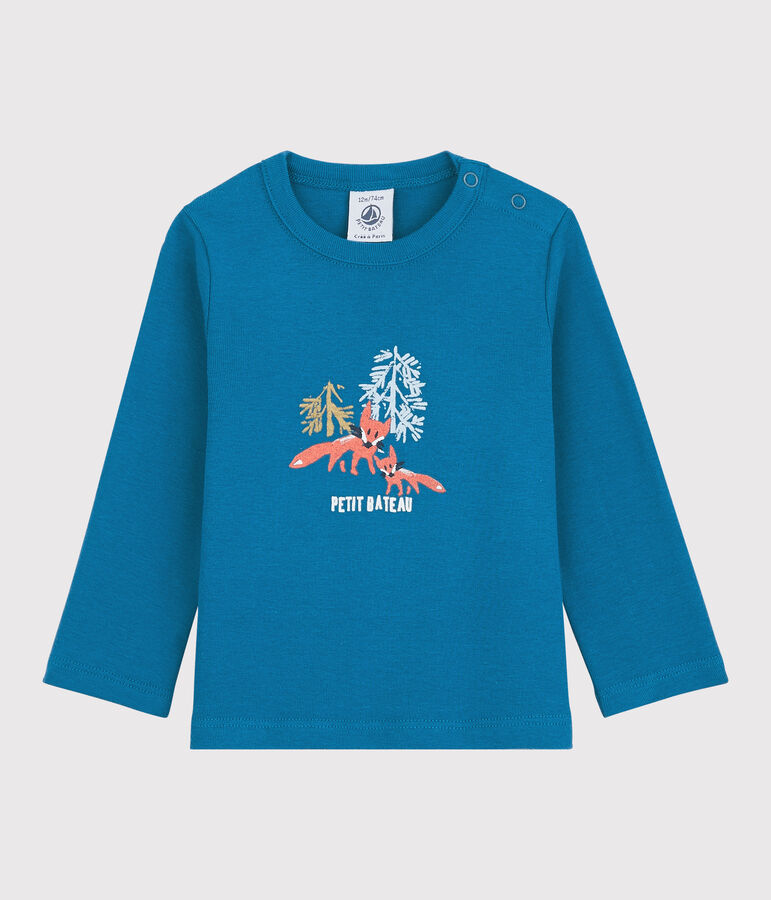 Tee-shirt en coton b&eacute;b&eacute;. bleu MALLARD