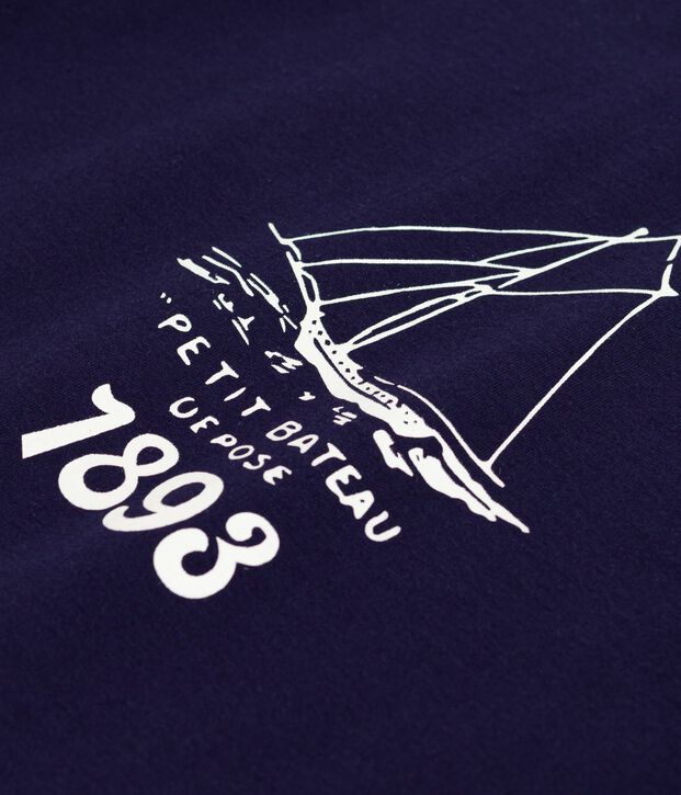 Tee-shirt enfant &agrave; manches courtes imprim&eacute; bleu marine