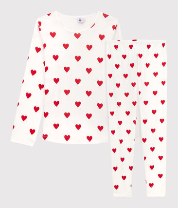 CŒUR_ROUGE - Pyjama fille imprimé cœurs en côte