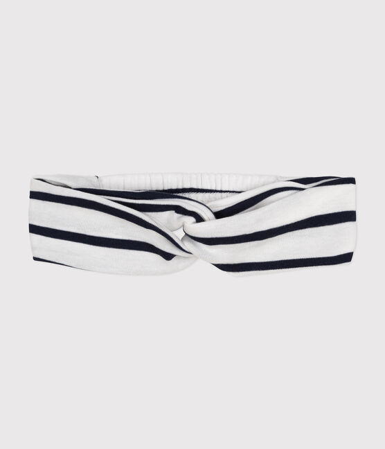 Bandeau à rayures en coton bébé fille blanc MARSHMALLOW/bleu SMOKING