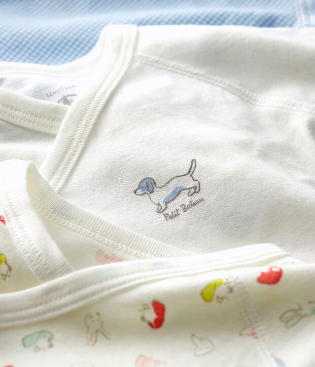 Lot de 3 bodies crois&eacute;s manches courtes b&eacute;b&eacute; en coton biologique multicouleur