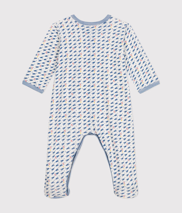 Pyjama en velours imprim&eacute; fus&eacute;es b&eacute;b&eacute; blanc/multicouleur