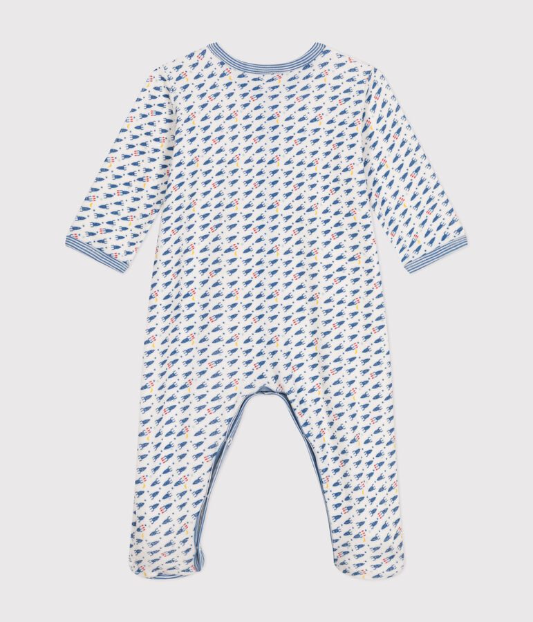 Pyjama en velours imprim&eacute; fus&eacute;es b&eacute;b&eacute; blanc MARSHMALLOW/blanc MULTICO