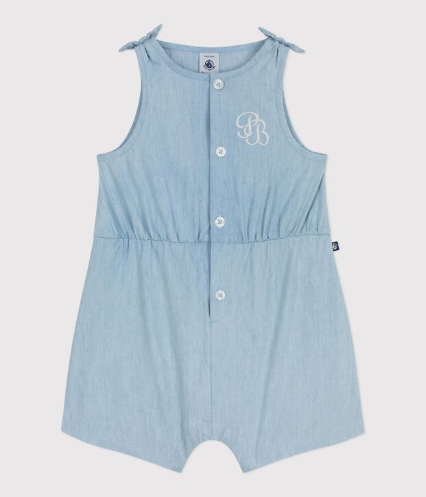 Combinaison courte b&eacute;b&eacute; en chambray bleu