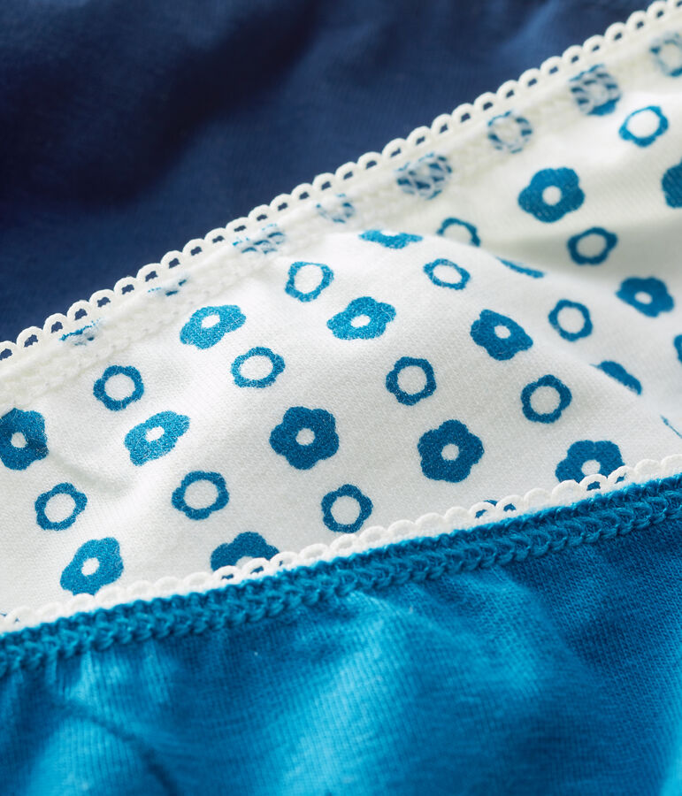 Lot de 3 culottes fleur graphique petite fille en coton biologique et &eacute;lasthanne multicouleur