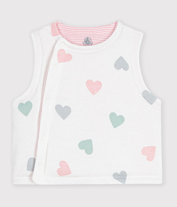 Gilet sans manche r&eacute;versible b&eacute;b&eacute; en coton imprim&eacute; blanc/multicouleur