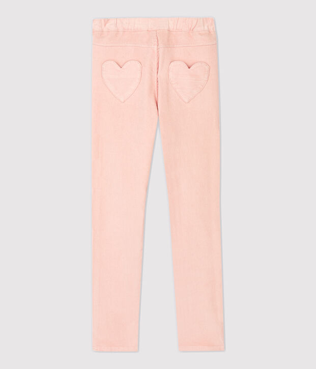 Pantalon slim en velours enfant fille rose