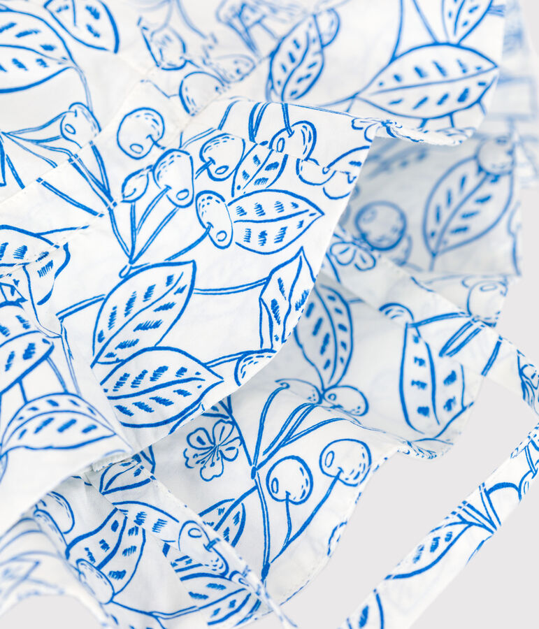 Capeline b&eacute;b&eacute; fille en popeline imprim&eacute; bleu MARSHMALLOW/ PORCELANA