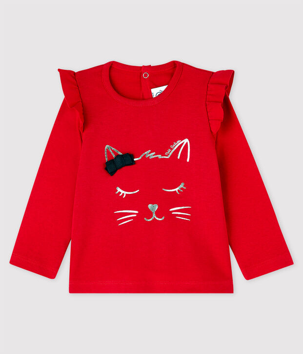 Blouse manches longues b&eacute;b&eacute; fille rouge