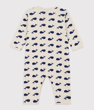 Pyjama bébé sans pieds  en coton baleines marines (Petit Bateau) - Image 1