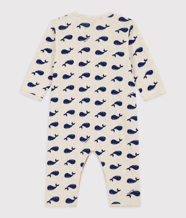 Pyjama b&eacute;b&eacute; sans pieds  en coton baleines marines beige/bleu