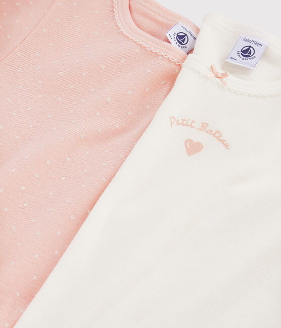 Lot de 2 tee-shirts manches longues coeurs petite fille variante 1
