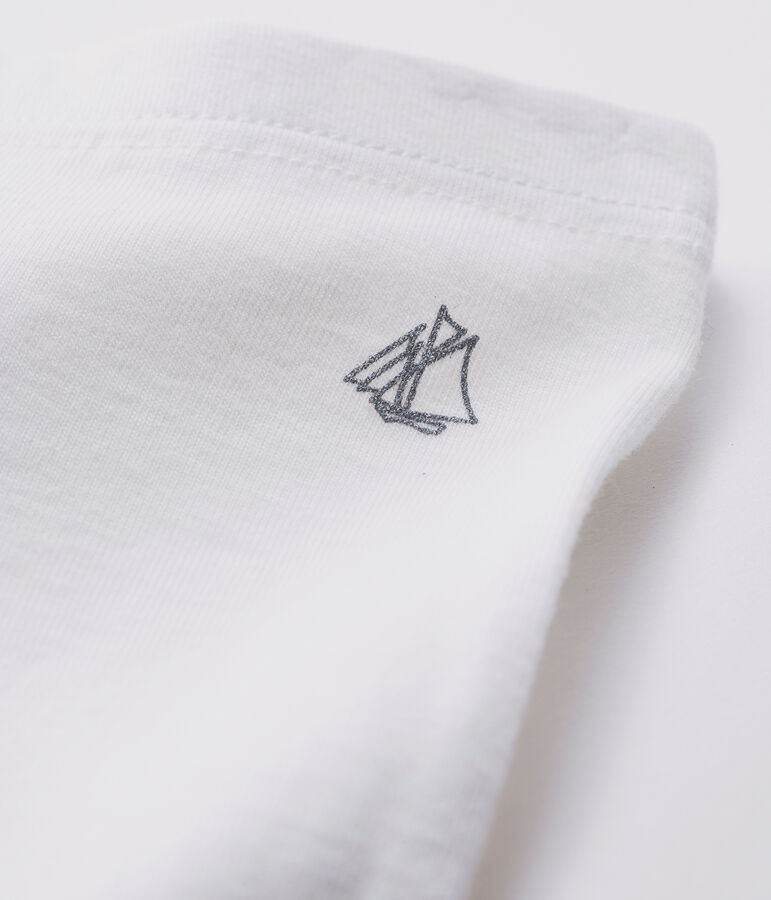 Legging b&eacute;b&eacute; fille en c&ocirc;te 1x1 unie blanc MARSHMALLOW