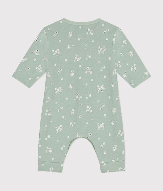 Combinaison longue en tubique bébé vert HERBIER/blanc MULTICO