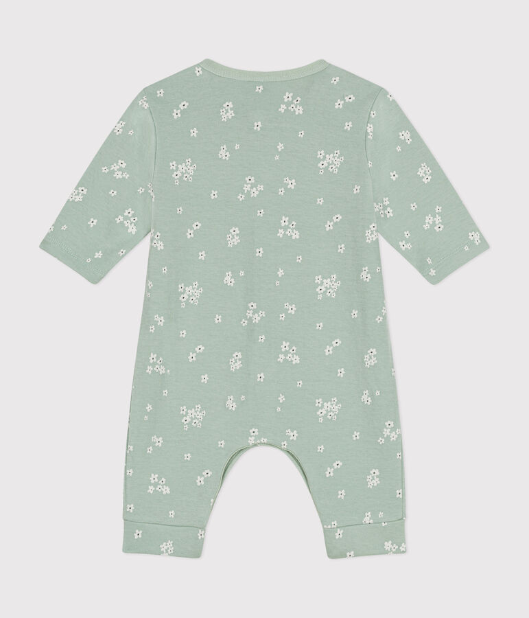 Combinaison longue en tubique b&eacute;b&eacute; vert HERBIER/blanc MULTICO