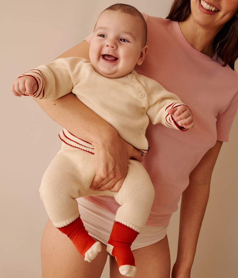 Ensemble b&eacute;b&eacute; deux pi&egrave;ces en tricot coton, jacquard AVALANCHE/ CORRIDA