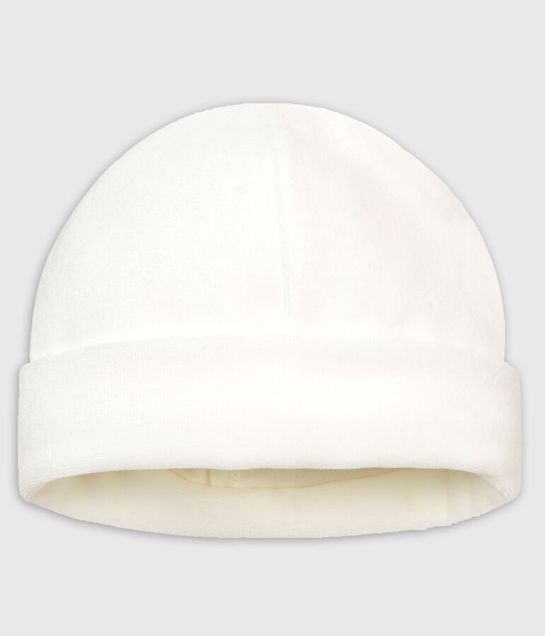 Bonnet naissance b&eacute;b&eacute; en c&ocirc;te blanc