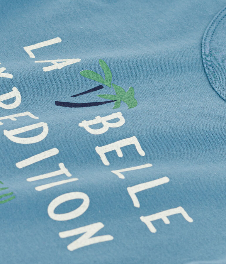 Tee-shirt manches courtes en coton enfant gar&ccedil;on bleu LAVIS