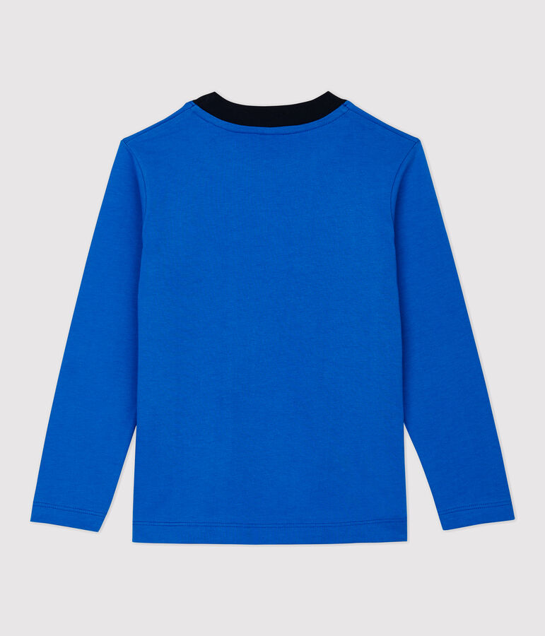 Tee-shirt manches longues en coton enfant gar&ccedil;on bleu
