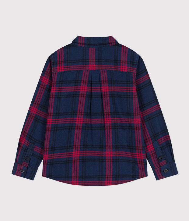 Chemise &agrave; carreaux en flanelle de coton enfant gar&ccedil;on bleu/multicouleur