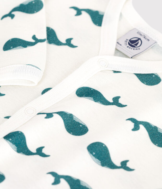 Pyjama b&eacute;b&eacute; en coton sans pieds baleines vert/vert