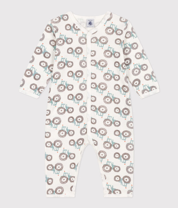 Pyjama b&eacute;b&eacute; sans pieds en coton blanc/multicouleur