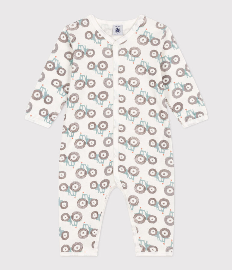 Pyjama b&eacute;b&eacute; sans pieds en coton blanc MARSHMALLOW/blanc MULTICO