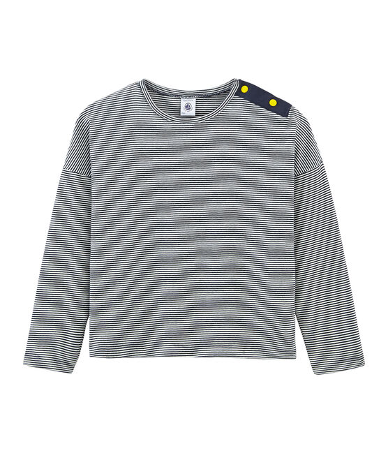 Tee-shirt à manches longues enfant fille bleu SMOKING/blanc MARSHMALLOW