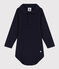 Body manches longues bébé col polo en coton bleu SMOKING