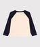 Tee-shirt manches longues en jersey fin enfant garçon blanc AVALANCHE/bleu SMOKING