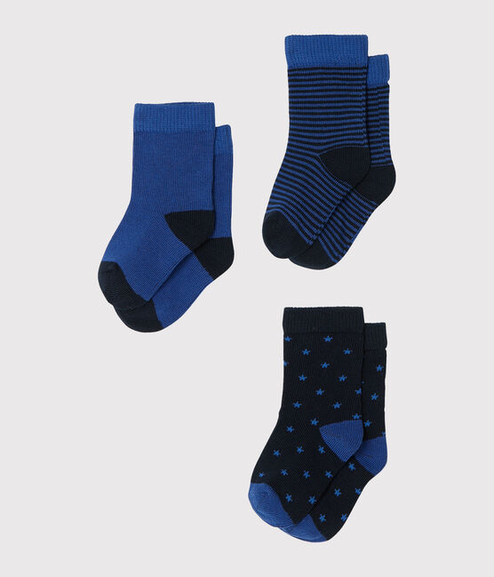 Lot de 3 paires de chaussettes bébé garçon bleu SMOKING/bleu LIMOGES