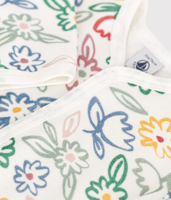 Pyjama en velours imprimé fleurs bébé blanc MARSHMALLOW/blanc MULTICO