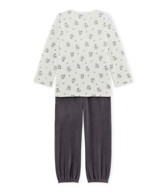 Pyjama fille en bouclette velours gris MAKI/blanc LAIT/ MULTICO