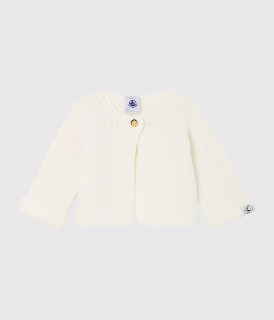 Cardigan bébé en tricot 100% coton blanc MARSHMALLOW