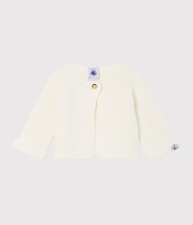 Cardigan b&eacute;b&eacute; en tricot 100% coton blanc