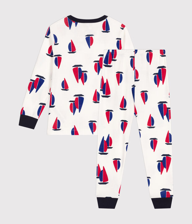 Pyjama en coton imprim&eacute; &agrave; motif bateaux enfant blanc/multicouleur
